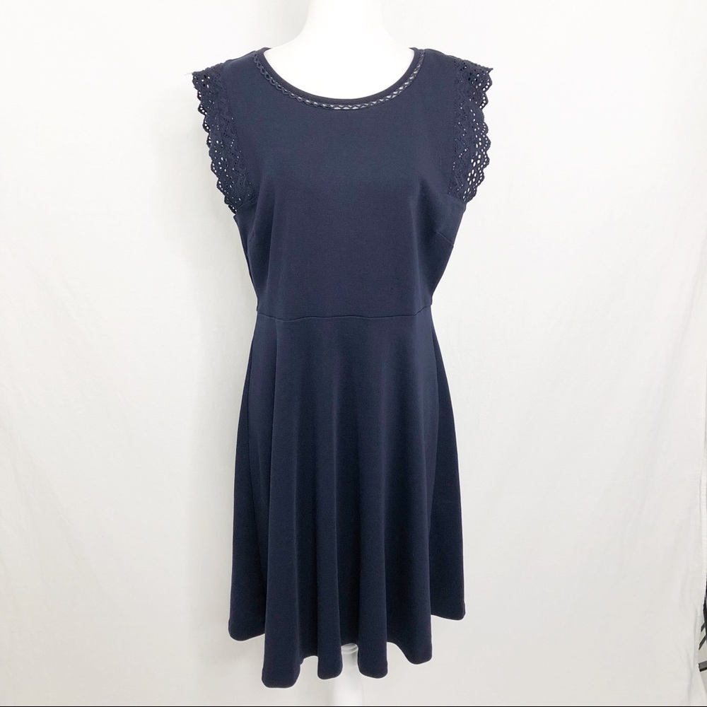 Talbots Knee Length Cap Lace Sleeve Dress, Size L